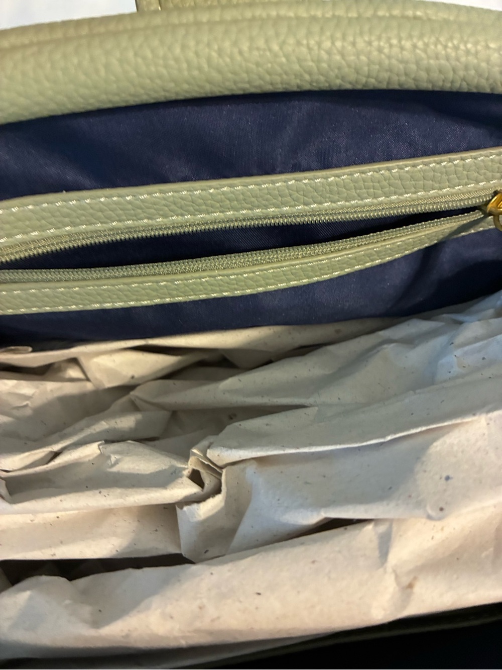 Free Assembly Sage Green Leather Pebbled Top-Handle Women’s Bag - Picture 7 of 7